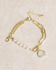 Gold Alloy Pearl Bracelet | Rihoas