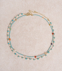 Blue Beaded Clavicle Necklace | Rihoas