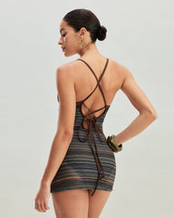 Striped Backless One Piece Swimwear | Rihoas