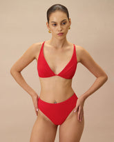 The Red Ribbed Bikini Bottom | Rihoas
