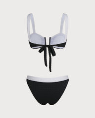 Black Contrast U Neck Triangle Bikini Set | Rihoas