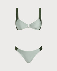 Green Contrasting Bralette Bikini Sets | Rihoas