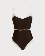 Brown V Neck Bralette One Piece | Rihoas