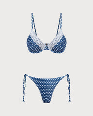 Blue Polka Dot Underwire Bikini Set | Rihoas