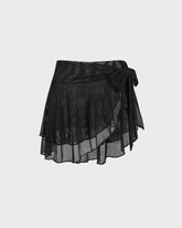 Black Ruffled Mesh Cover-up | Rihoas