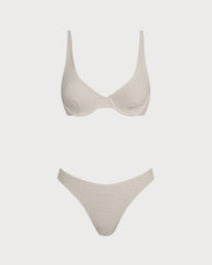 Beige Jacquard Underwire Bikini Set | Rihoas