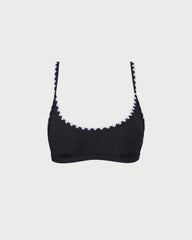 The Black Contrast Ribbed Bikini Top | Rihoas