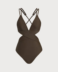 Coffee X Cross One Piece Swimwear | Rihoas