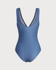 Blue Polka Dot One Piece Swimwear | Rihoas