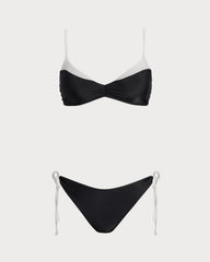 Black Contrasting Bralette Bikini Sets | Rihoas