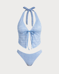 Blue Knitted Tankini Set | Rihoas