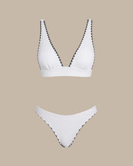 White Contrast X Cross Triangle Bikini Set | Rihoas