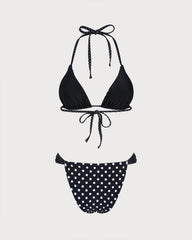 Black Polka Dot Reversible Bikini Set | Rihoas