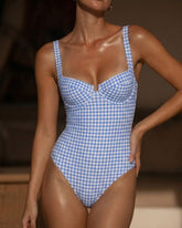 Blue Plaid Underwire One Piece | Rihoas