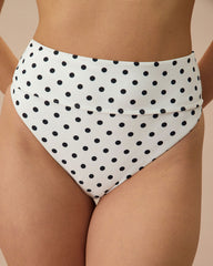 The White Polka Dot High Waist Bikini Bottom | Rihoas