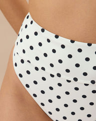 The White Polka Dot High Waist Bikini Bottom | Rihoas