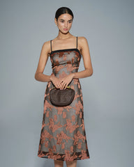 Caramel Floral Slip Midi Dress | Rihoas