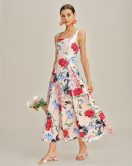 Floral A-Line Sleeveless Maxi Dress | Rihoas