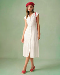The Solid Color Lapel Midi Dress | Rihoas