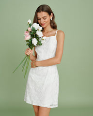 White Textured Slip Mini Dress | Rihoas