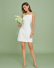 White Textured Slip Mini Dress | Rihoas