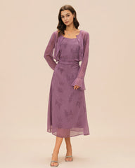 Purple Floral Ruched Slip Midi Dress | Rihoas