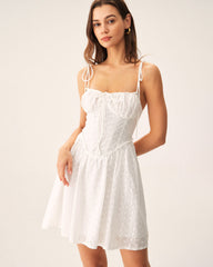 White Ruched Corset Slip Mini Dress | Rihoas
