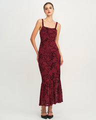 Red Floral Sleeveless Maxi Dress | Rihoas