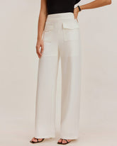 White Straight Pocket Pants | Rihoas