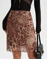 Brown Leopard Print Elastic Waist Mini Skirt | Rihoas
