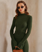 Green Turtle Bell Sleeve Sweater | Rihoas