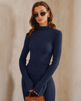 Navy Turtle Bell Sleeve Sweater | Rihoas