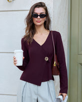 Purple Button Knit Cardigan | Rihoas