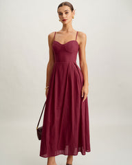 Red Sweetheart Neck Sleeveless Slip Maxi Dress | Rihoas