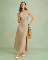 Apricot Ruffled Midi Dress | Rihoas