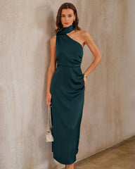 Green One Shoulder Maxi Dress | Rihoas
