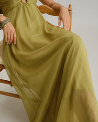 Green Ruched Slip Maxi Dress | Rihoas