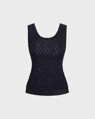 Blue Textured Crochet Tank Top | Rihoas