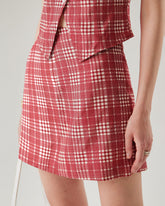Red Plaid High-Waisted Mini Skirt | Rihoas
