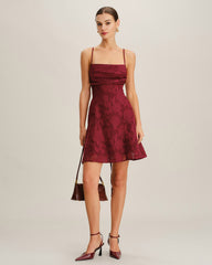 Wine Red Floral Backless Slip Mini Dress | Rihoas