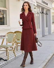Red Plaid A-Line Midi Skirt | Rihoas