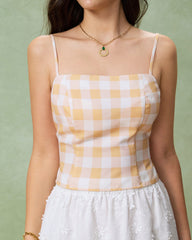 Yellow Plaid Cami Top | Rihoas
