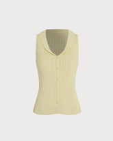 Yellow V Neck Textured Button Cardigan | Rihoas