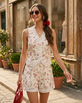 Floral Embroidery Lace Shorts | Rihoas