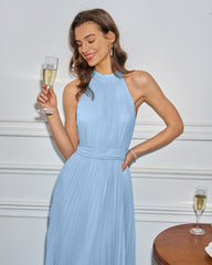 Blue Turtle Ruched Maxi Dress | Rihoas
