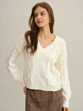 Beige V Neck Sweater | Rihoas