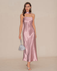 Pink Slip Mermaid Satin Maxi Dress | Rihoas