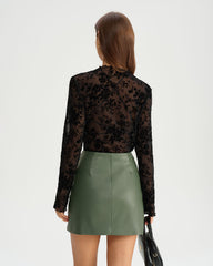 Black Floral See-through Tee | Rihoas