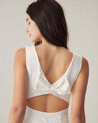 White Lace Backless Mini Dress | Rihoas