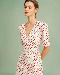 Apricot Floral V Neck Midi Dress | Rihoas